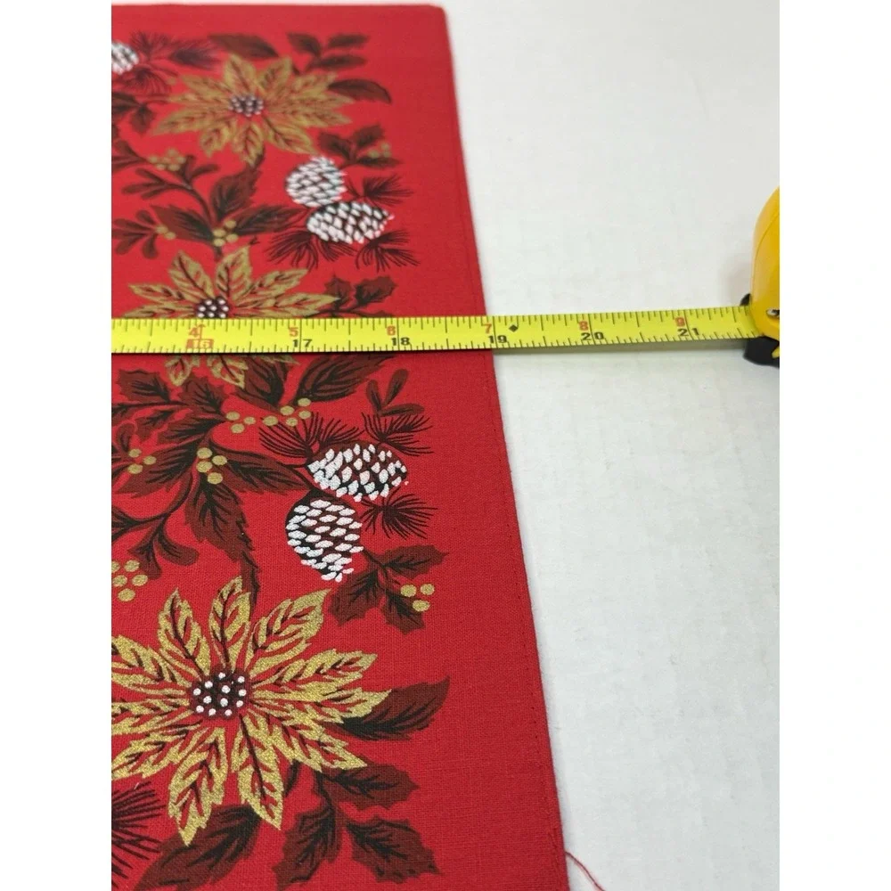 Fallani & Cohn Poinsettia & Pine Christmas Cloth‎ Placemats Reversible VTG Set 4